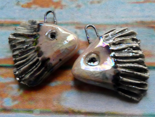 Ceramic Lustrous Angel Fish Earring Charms - Orchid