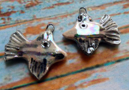 Ceramic Lustrous Ray Fish Earring Charms - Orchid