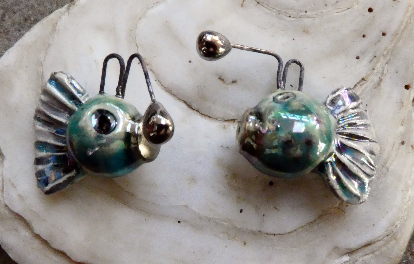 Ceramic Lustrous Angler Fish Earring Charms - China Sea