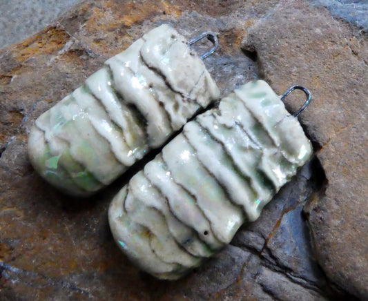 Ceramic Razor Shell Layered Charms - Stone