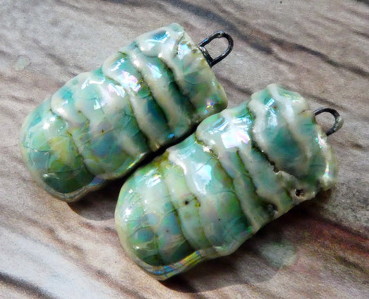 Ceramic Razor Shell Layered Charms - Egyptian Blue