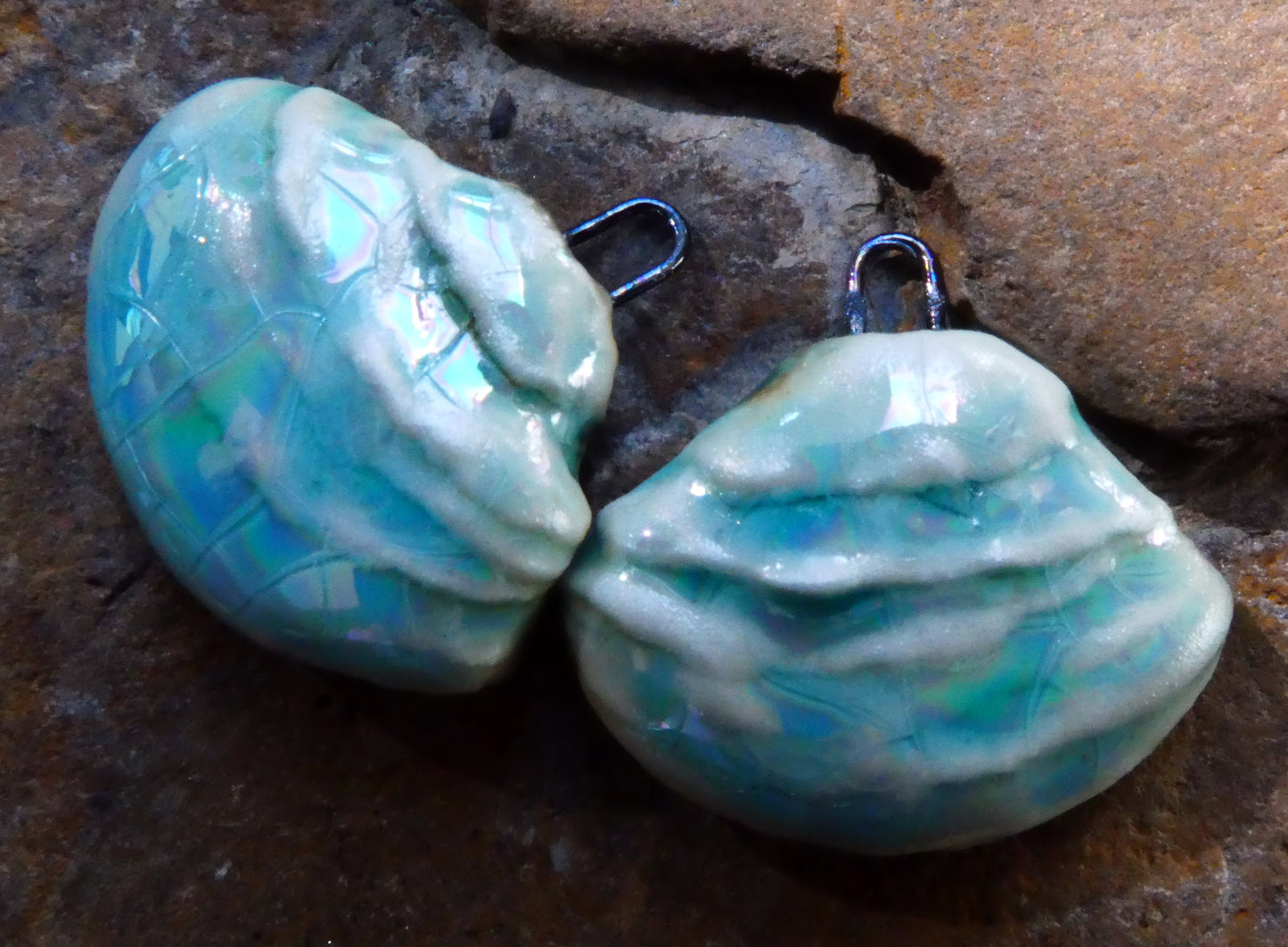 Ceramic Layered Shell Charms -Egyptian Blue
