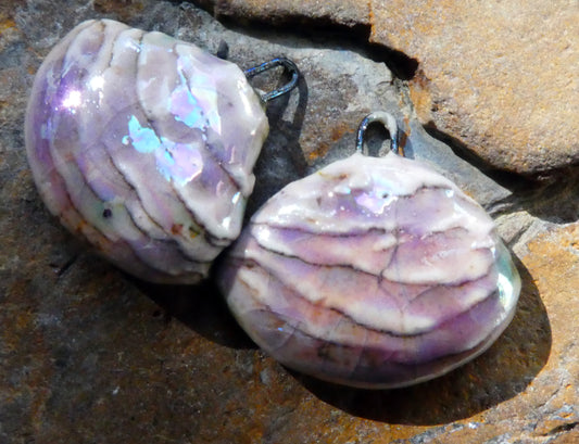 Ceramic Layered Shell Charms -Amethyst