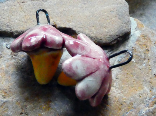 Ceramic Flower Bud Earring Charms - Tickled Pink