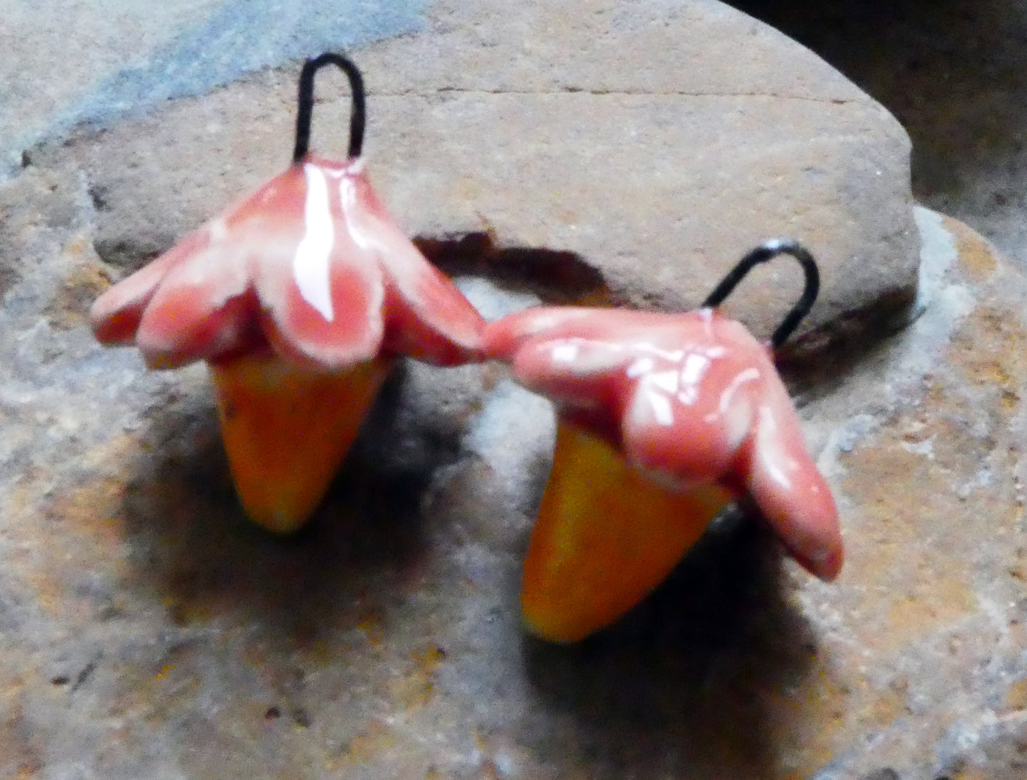 Ceramic Flower Bud Earring Charms - Watermelon