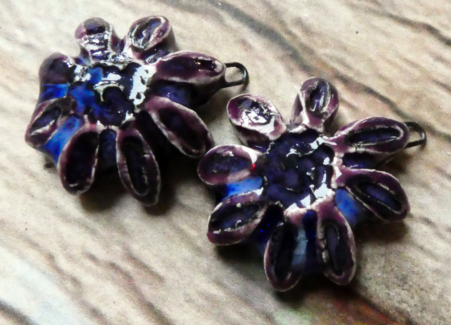 Ceramic Gazania Earring Charms - Royal Fantasy