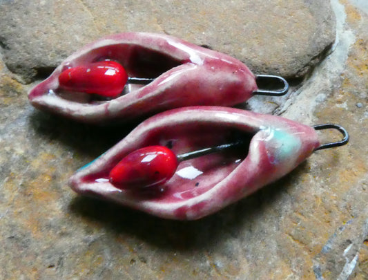 Ceramic Scoopy Flower Earring Charms - Berry Good