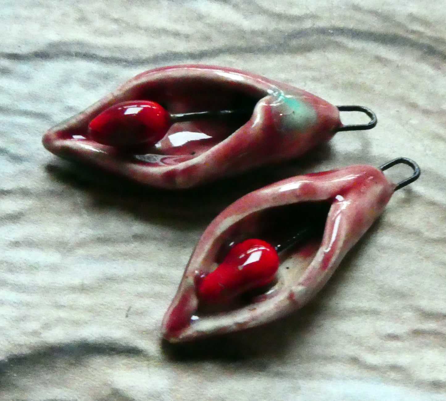 Ceramic Scoopy Flower Earring Charms - Berry Good