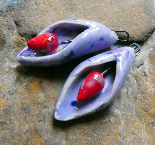 Ceramic Scoopy Flower Earring Charms - Purple Reign