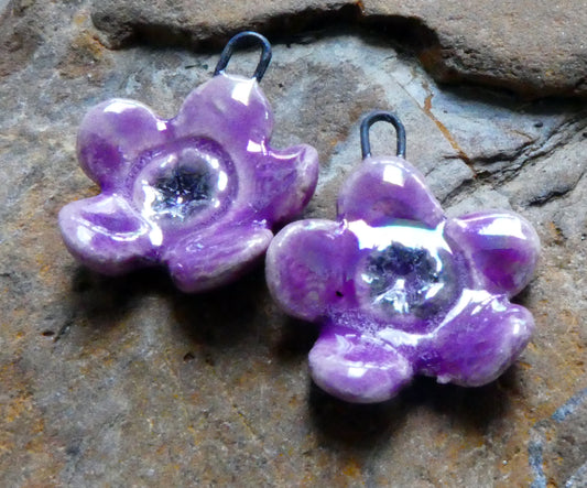 Ceramic Lustrous Cherry Blossom Earring Charms- Grapel