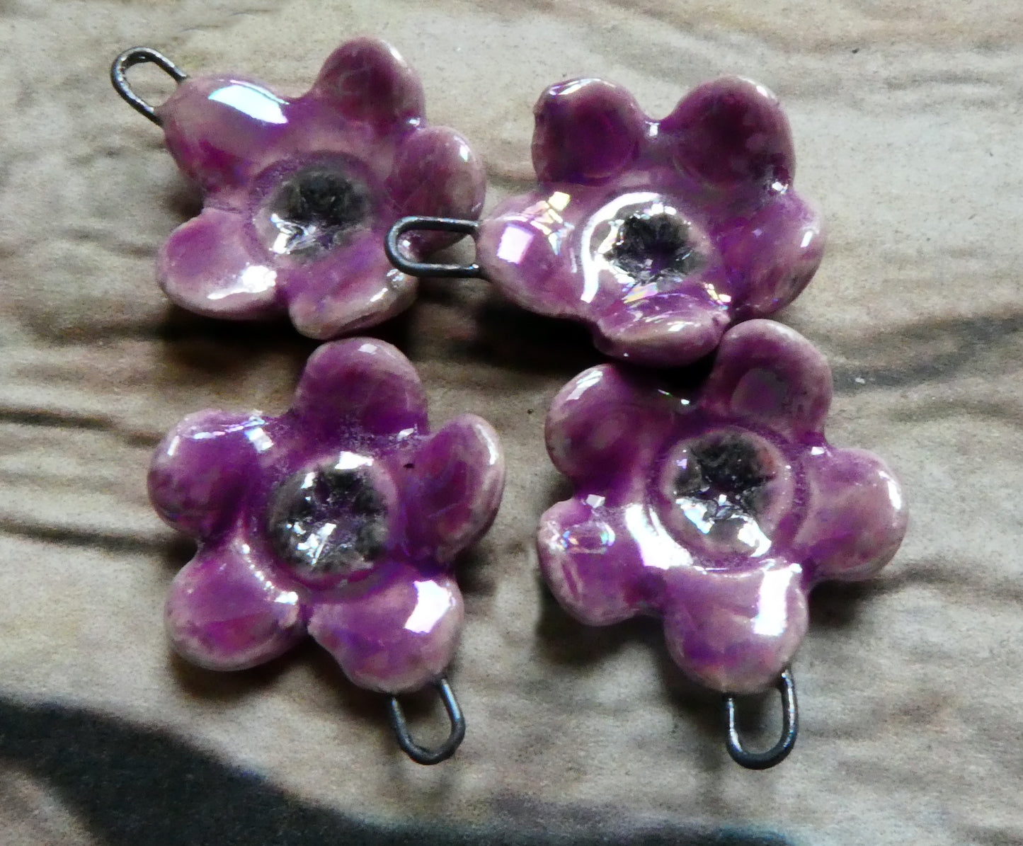 Ceramic Lustrous Cherry Blossom Earring Charms- Grapel