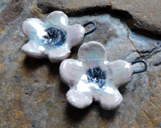 Ceramic Lustrous Cherry Blossom Earring Charms- Orchid