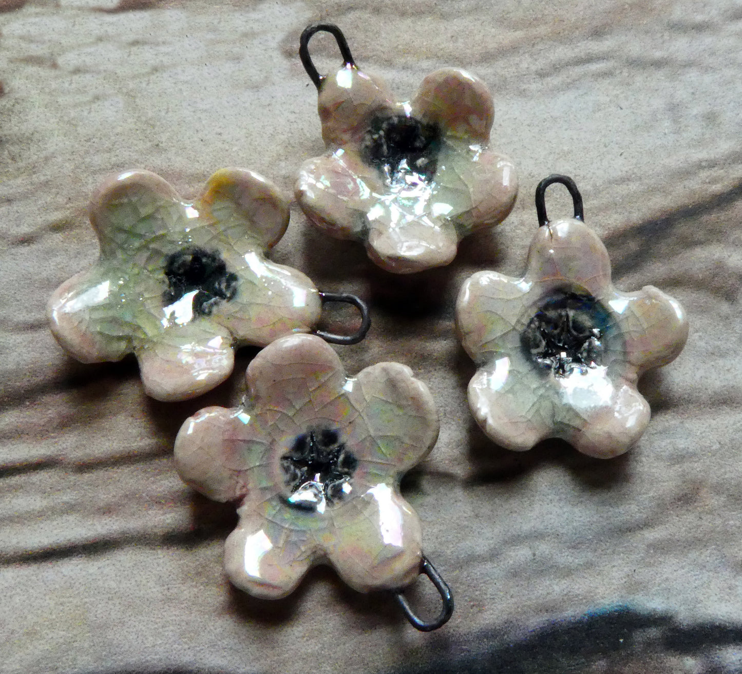 Ceramic Lustrous Cherry Blossom Earring Charms- Orchid