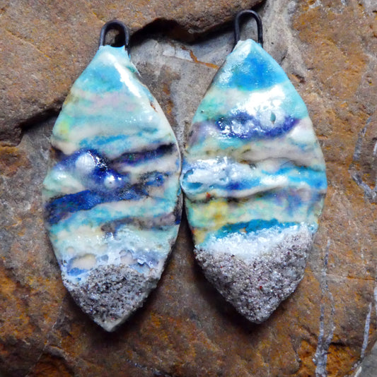 Ceramic Lustrous Layered Seascape Charms #2