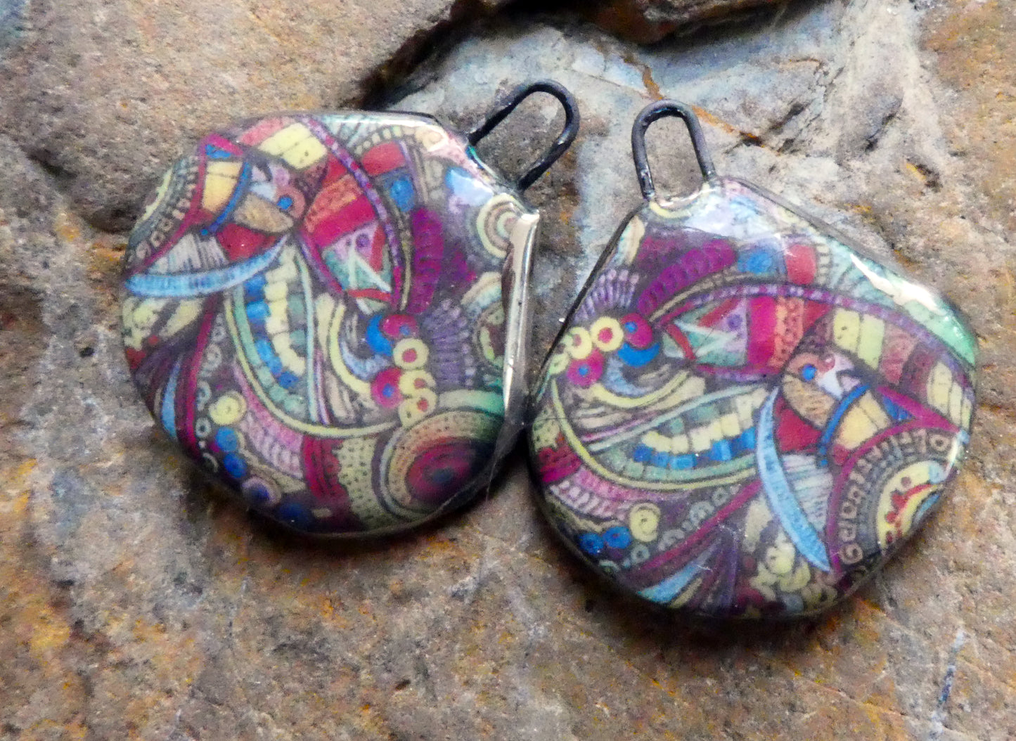 Ceramic 70's Paisley Pattern Decal Charms -#2