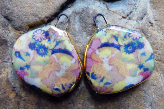 Ceramic 70's Paisley Pattern Decal Charms -#10