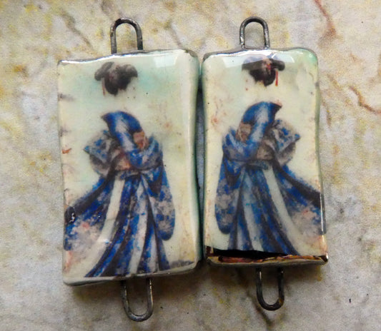 Ceramic Japanese Art Earring Connectors - #6