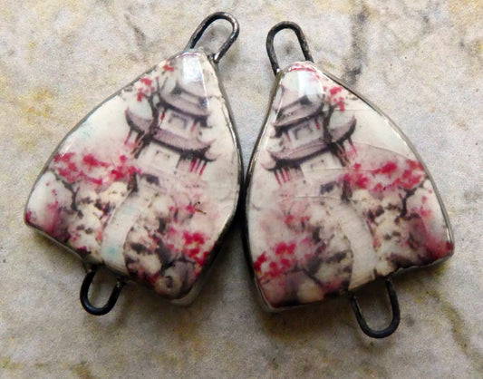Ceramic Arch Japanese Art Earring Connectors - #1
