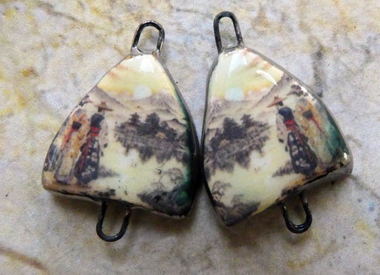 Ceramic Arch Japanese Art Earring Connectors - #3