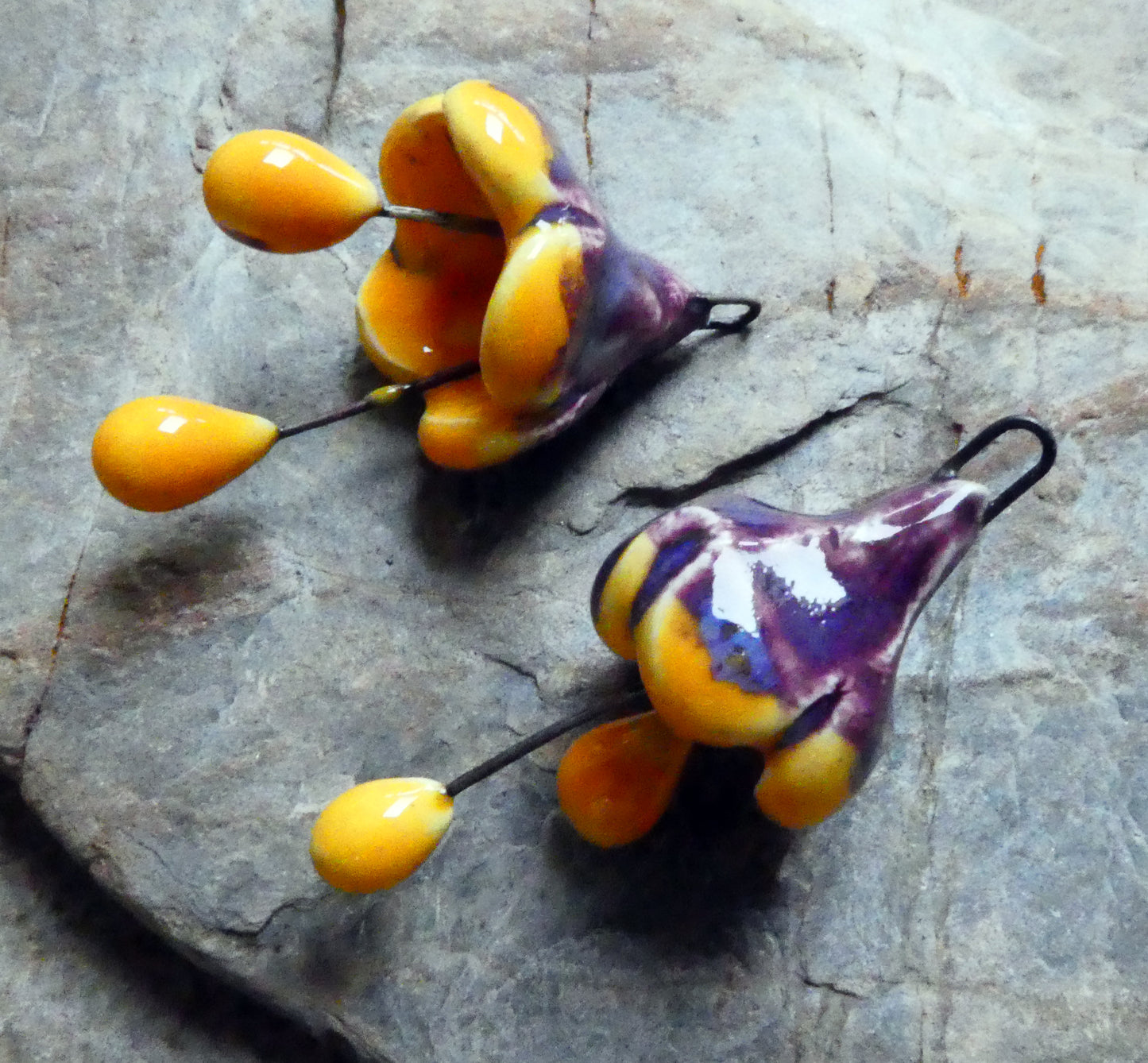 Ceramic Fuchsia Flower Earring Charms - Royal Fantasy