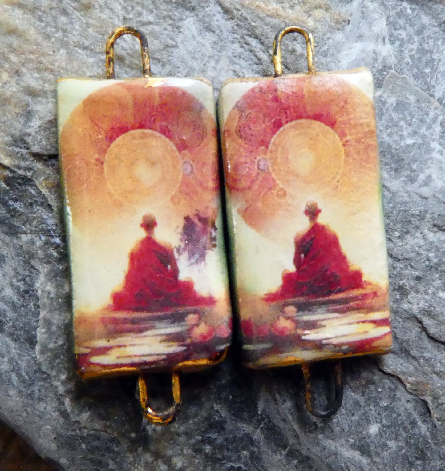 Ceramic Thai Art Earring Connectors - #4