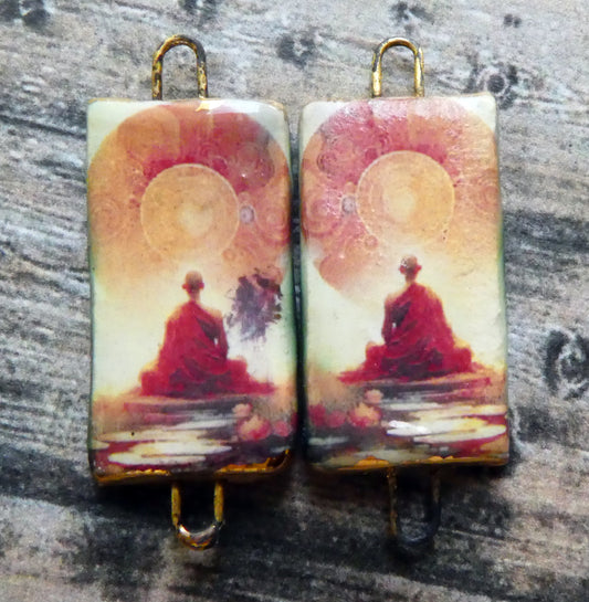 Ceramic Thai Art Earring Connectors - #4