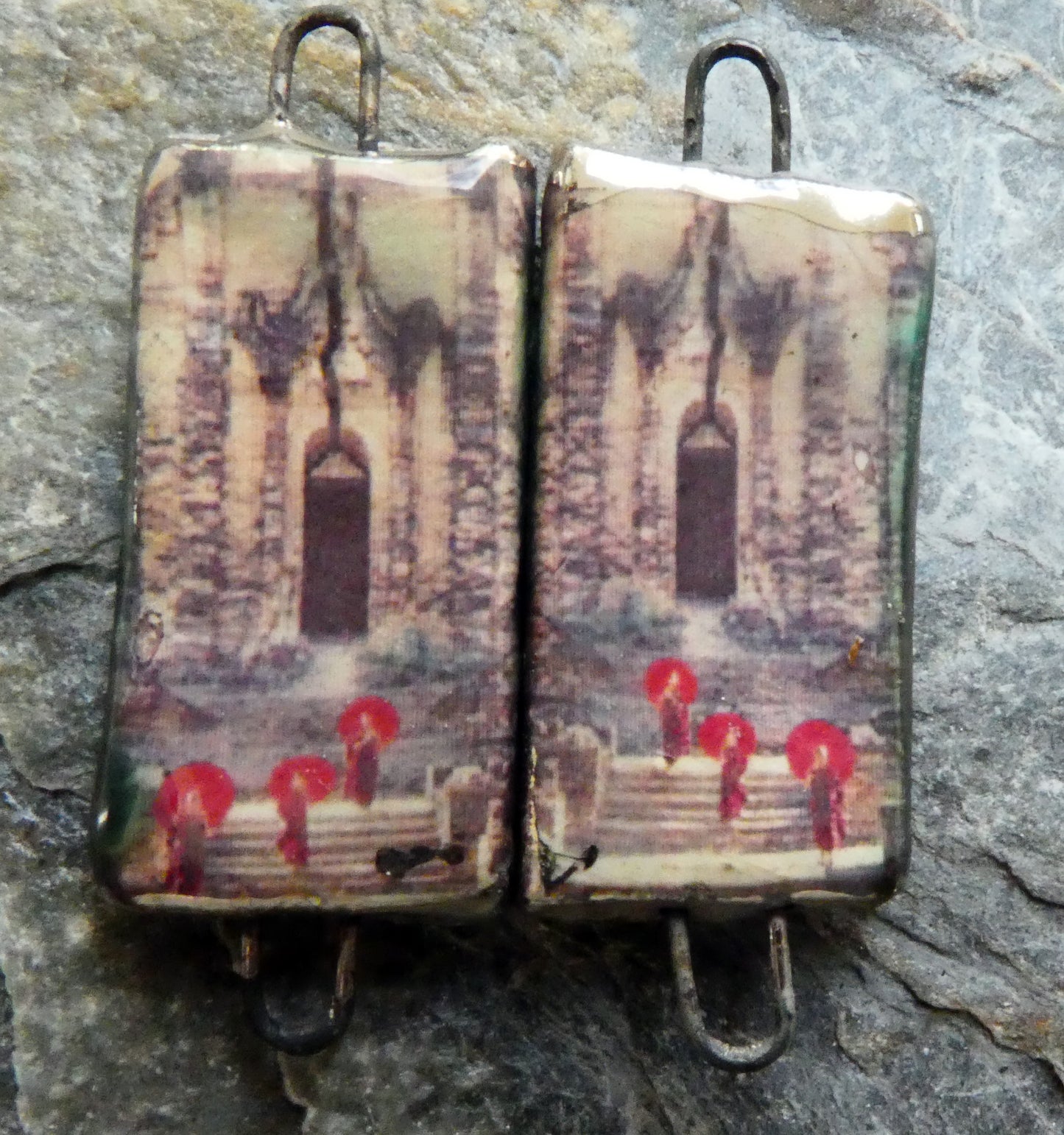Ceramic Thai Art Earring Connectors - #9