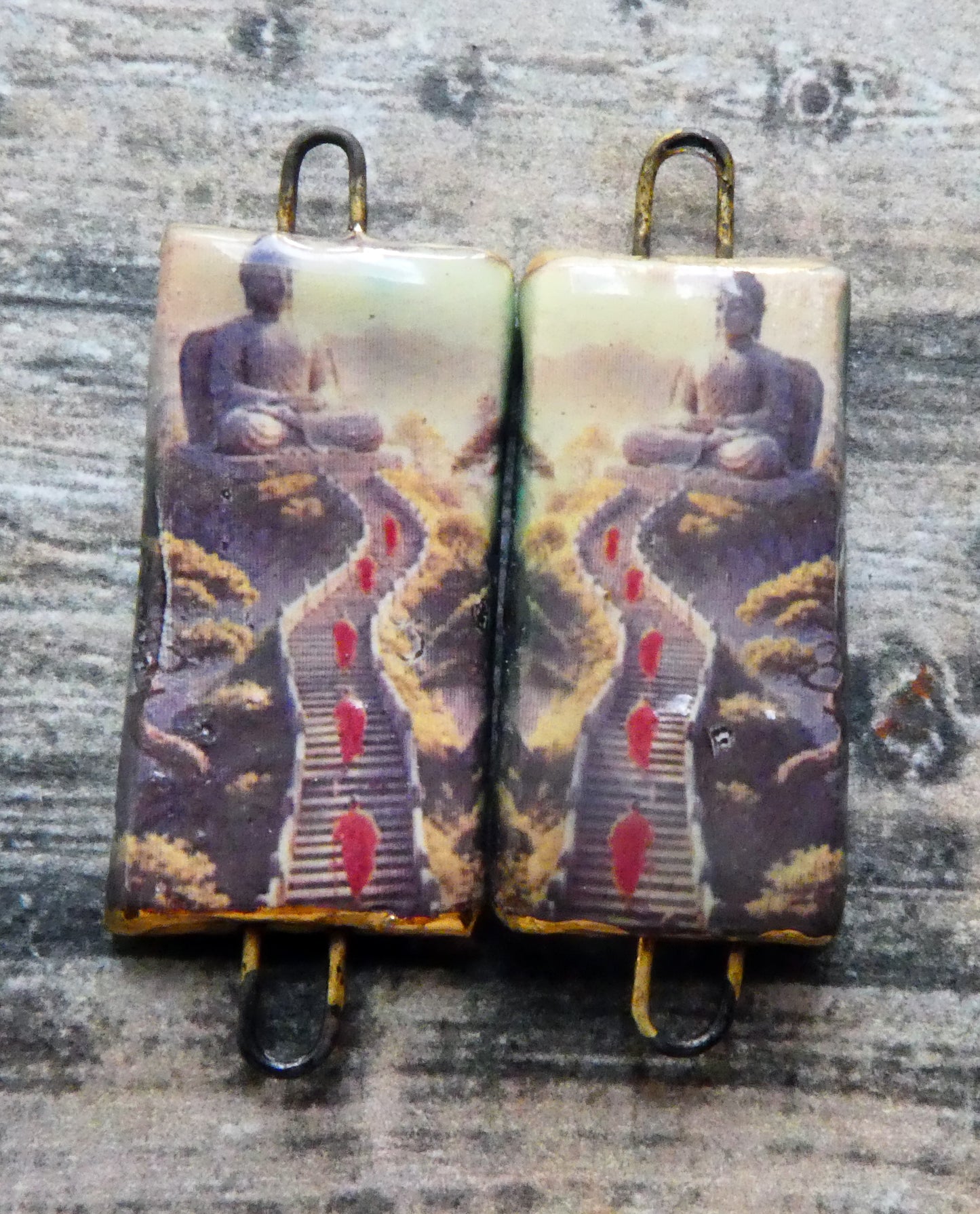 Ceramic Thai Art Earring Connectors - #10