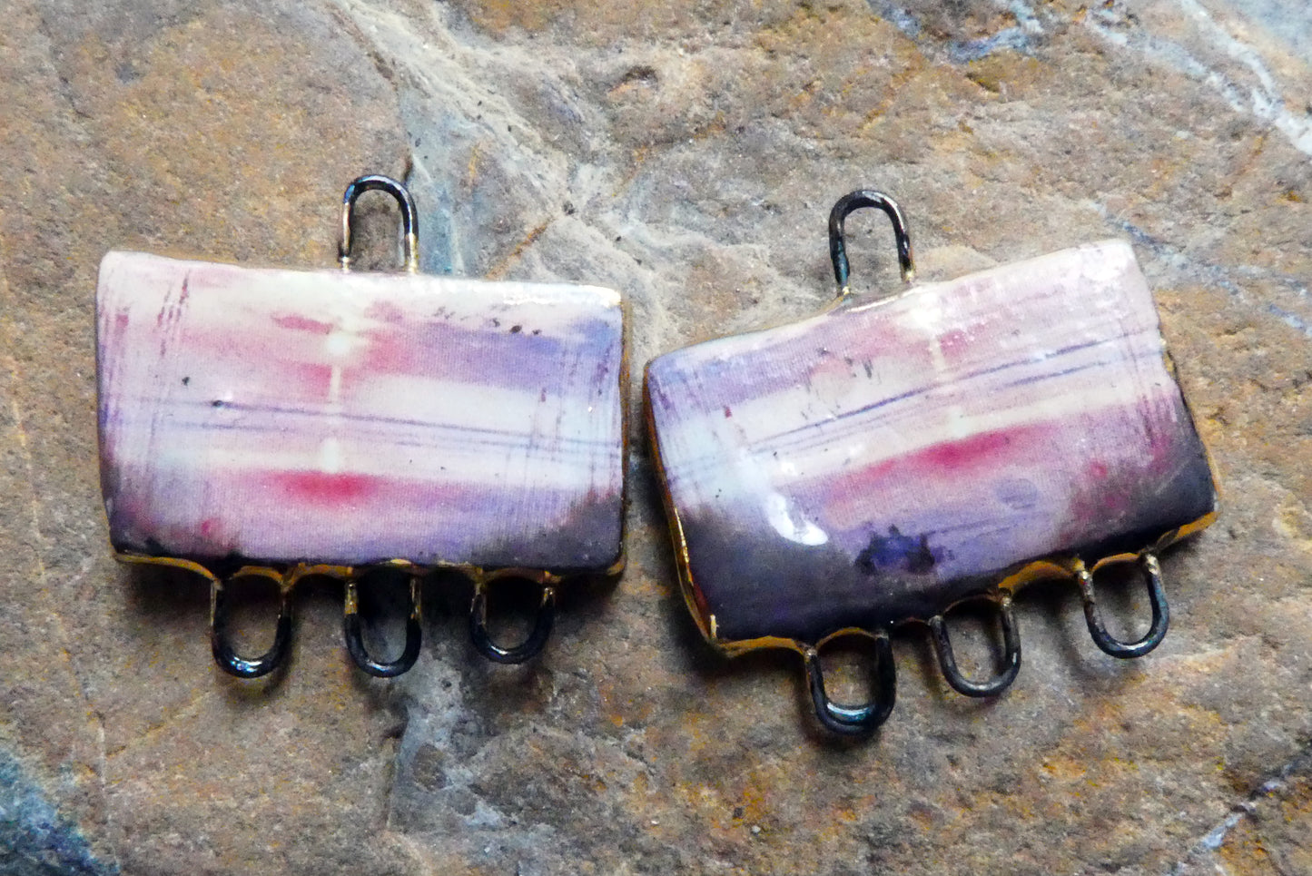 Ceramic Beach Scene Earring Connectors - #6