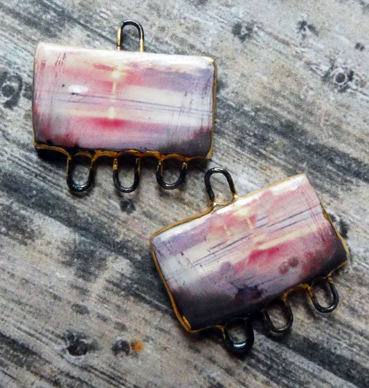 Ceramic Beach Scene Earring Connectors - #6