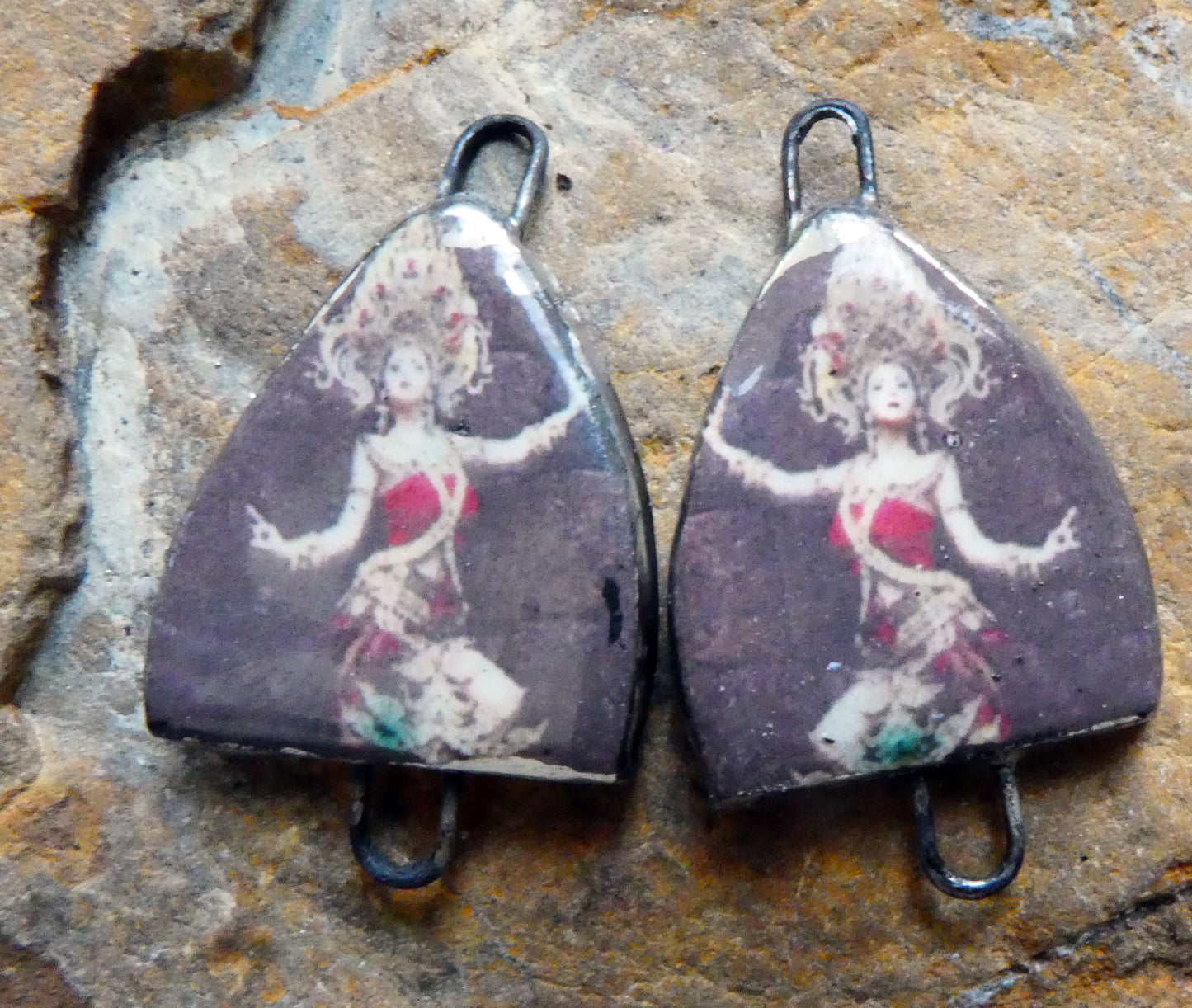 Ceramic Arch Thai Dancer Earring Connectors - #1