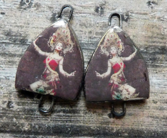 Ceramic Arch Thai Dancer Earring Connectors - #1