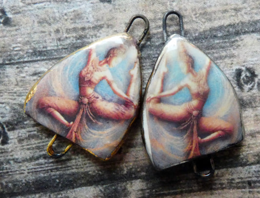 Ceramic Arch Thai Dancer Earring Connectors - #2