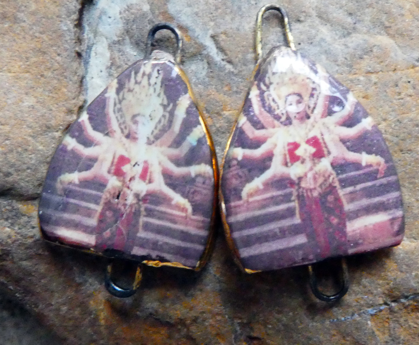 Ceramic Arch Thai Dancer Earring Connectors - #3