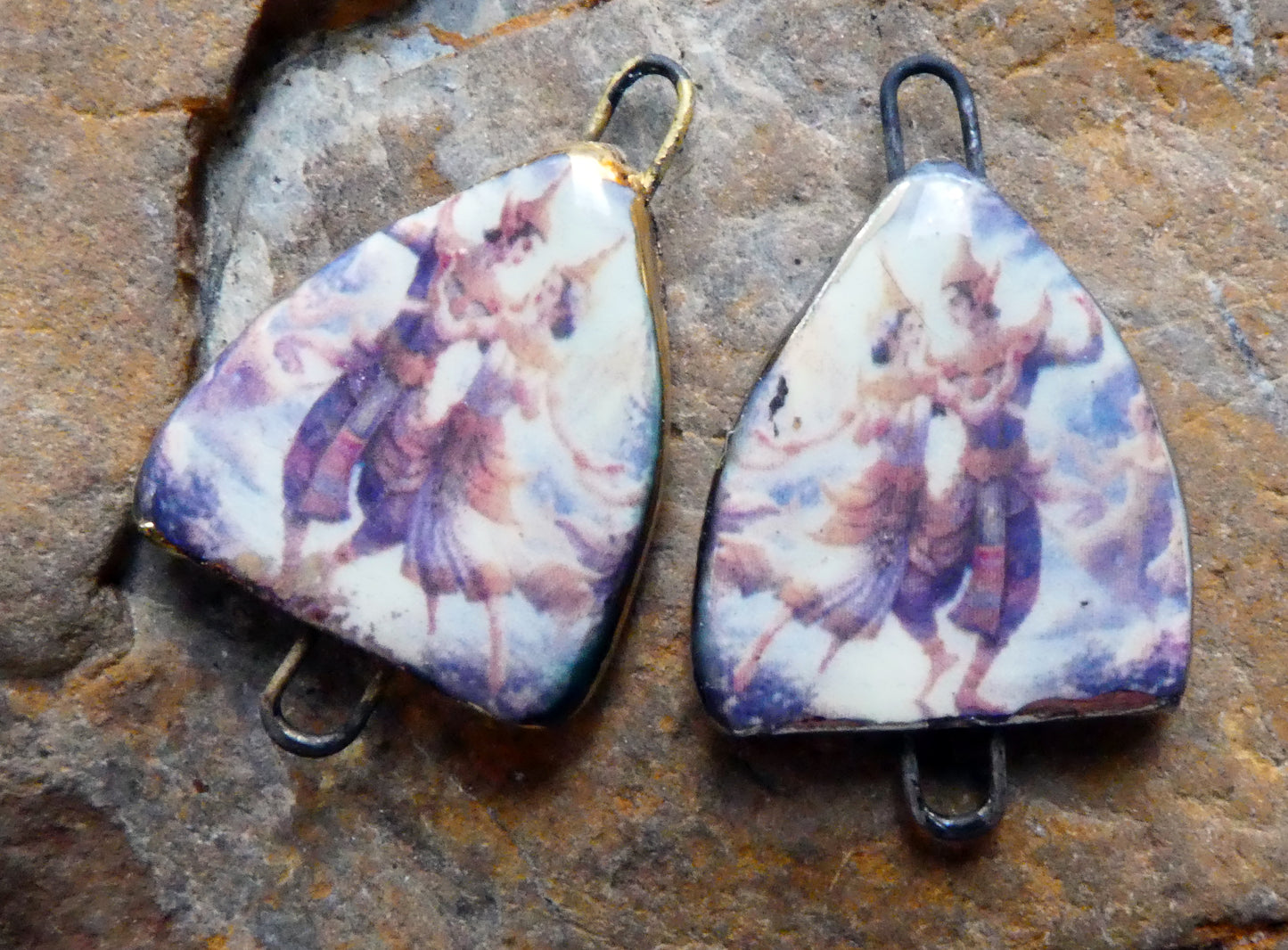 Ceramic Arch Thai Dancer Earring Connectors - #5