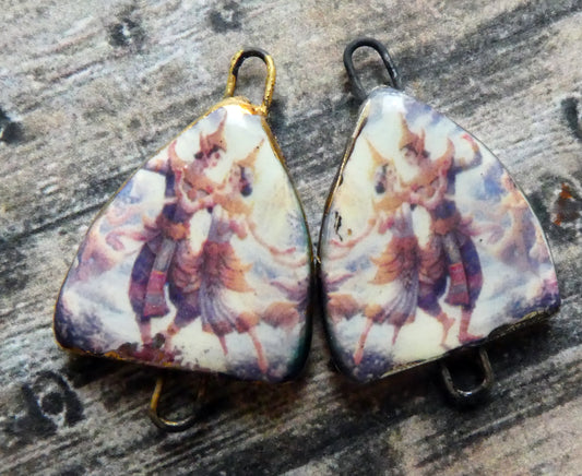 Ceramic Arch Thai Dancer Earring Connectors - #5