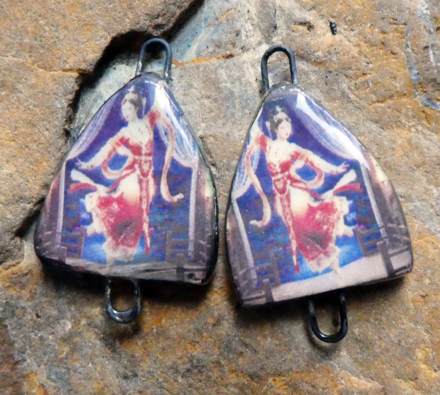 Ceramic Arch Thai Dancer Earring Connectors - #6