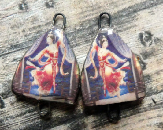 Ceramic Arch Thai Dancer Earring Connectors - #6