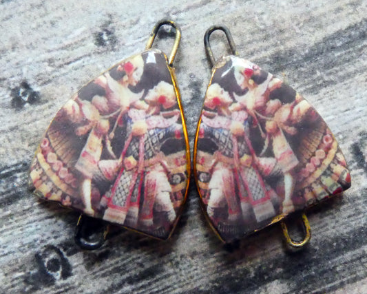 Ceramic Arch Thai Dancer Earring Connectors - #8