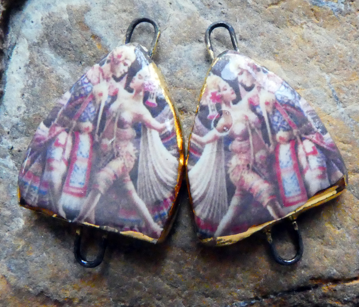 Ceramic Arch Thai Dancer Earring Connectors - #9