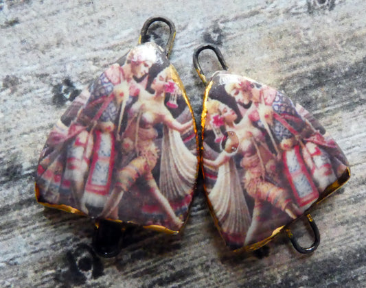 Ceramic Arch Thai Dancer Earring Connectors - #9
