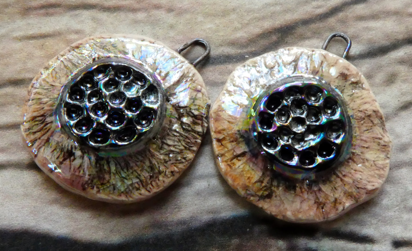 Ceramic Lustrous Feathery Flower Earring Charms - Orchid