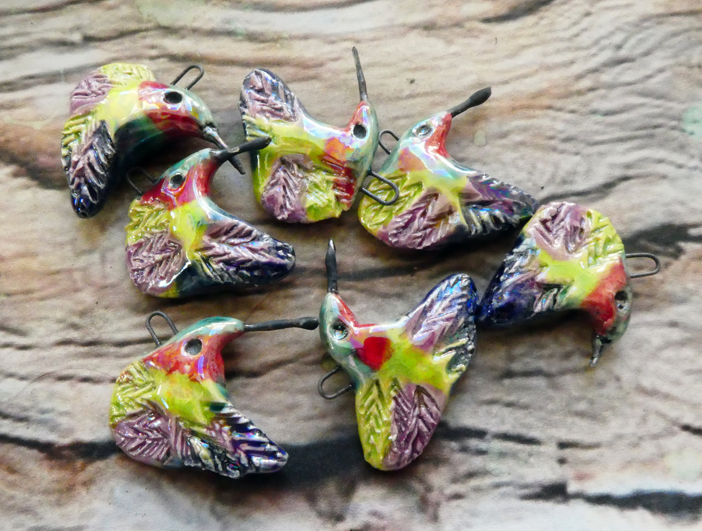 Ceramic Lustrous Hummingbird Dangles