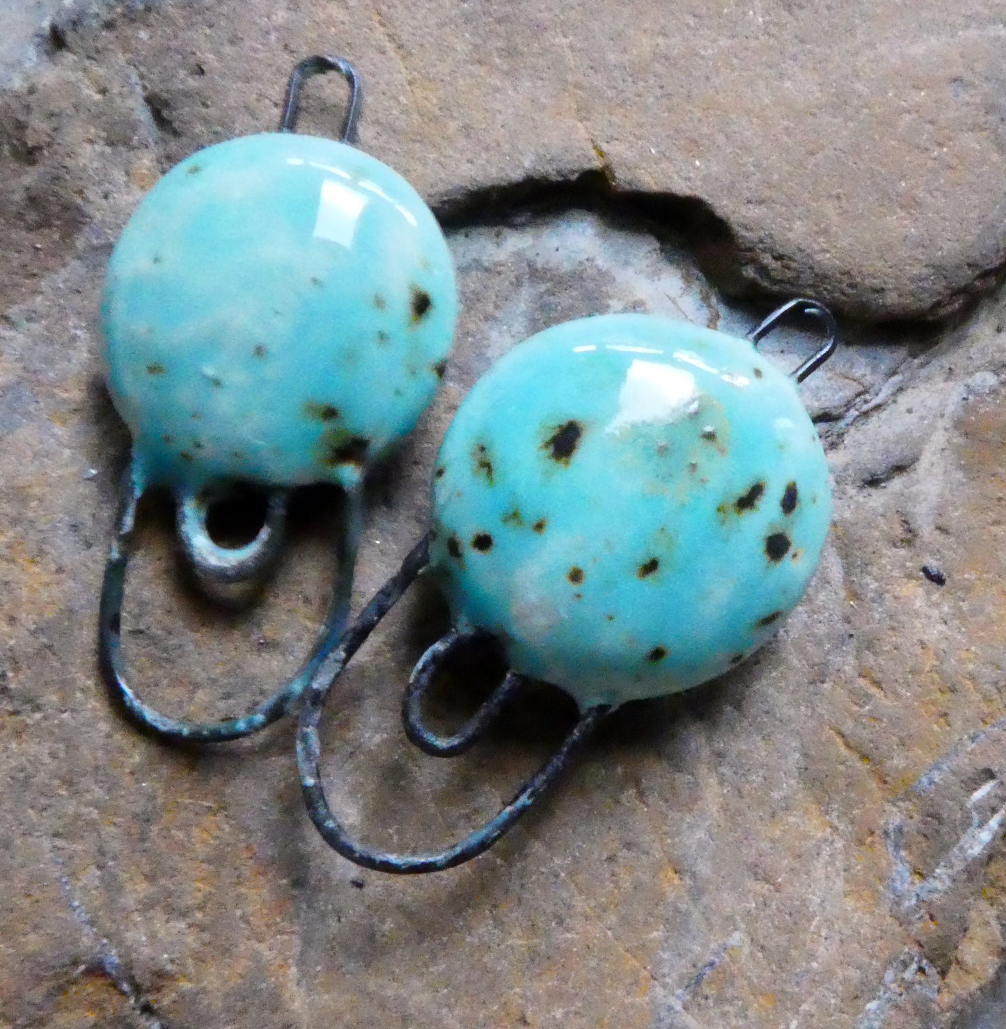 Ceramic Hoopy Disc Connectors - Blue Guppy