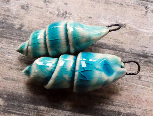 Ceramic Conical Shell Charms - China Sea