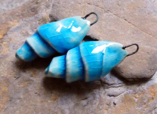Ceramic Conical Shell Charms - Taunton Turquoise