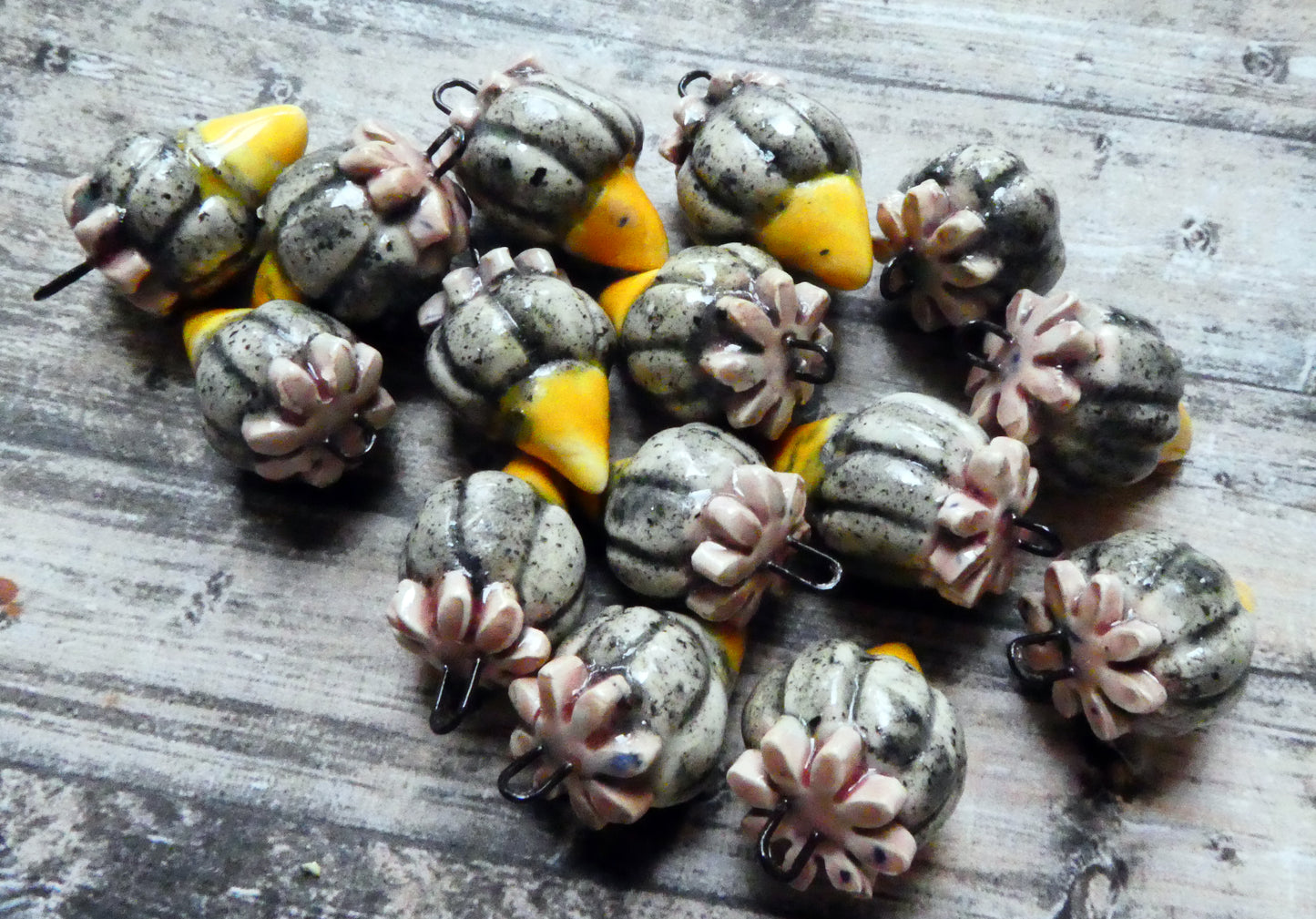 Ceramic Poppy Seed Head Earring Charms