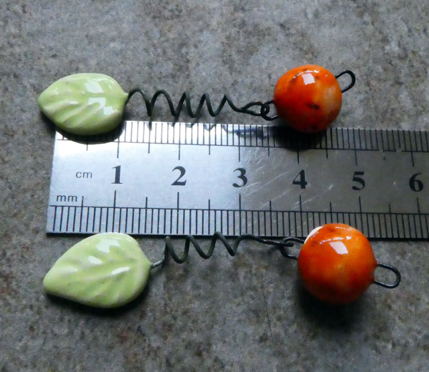 Ceramic Orange and Leaf Dangles - Honeydew