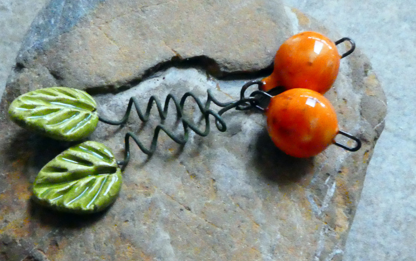 Ceramic Orange and Leaf Dangles - Army Surplus