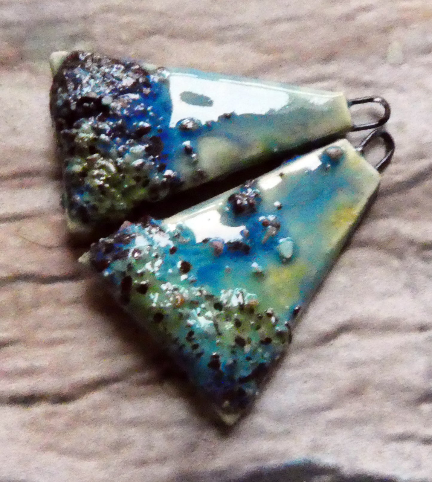 Ceramic Coarse Sandy Wedge Charms- Blue Azure
